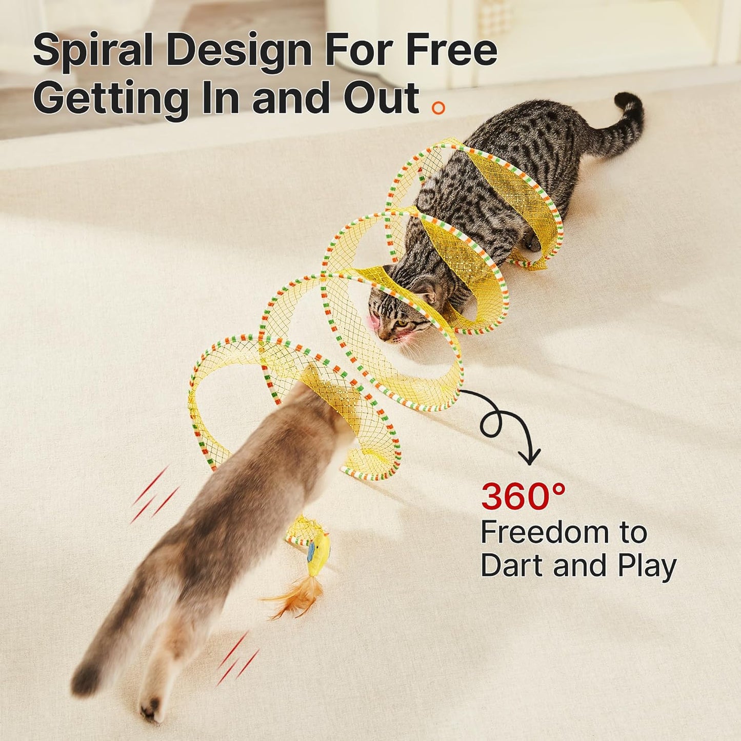 Interactive Spiral Spring Cat Tunnel