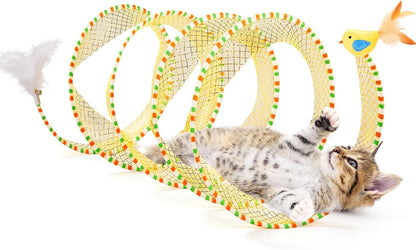 Interactive Spiral Spring Cat Tunnel