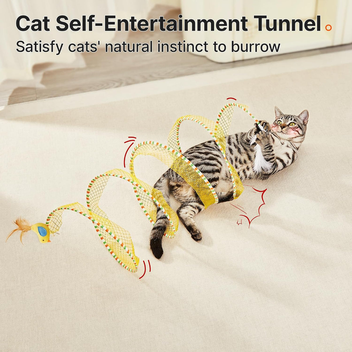 Interactive Spiral Spring Cat Tunnel